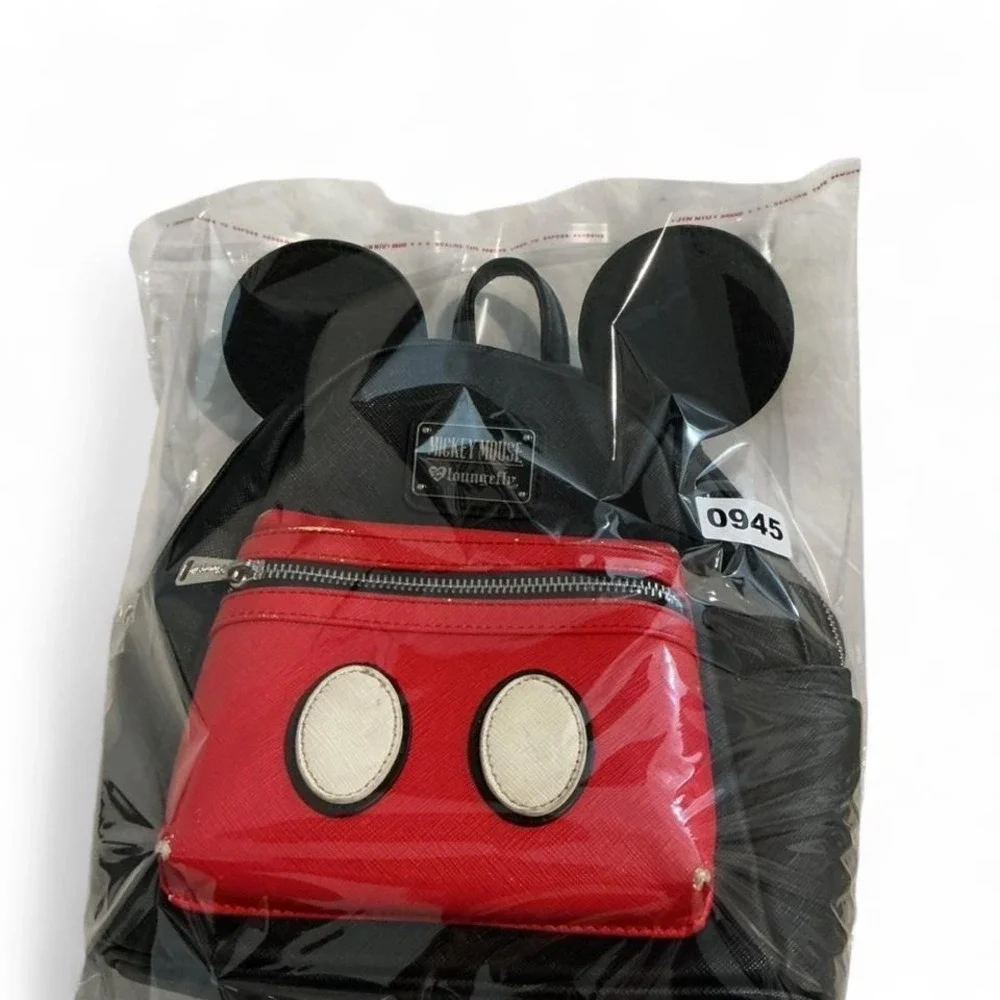 Loungefly Mickey Mouse Backpack Kids Mini‎ Black Red 3D Ears Disney